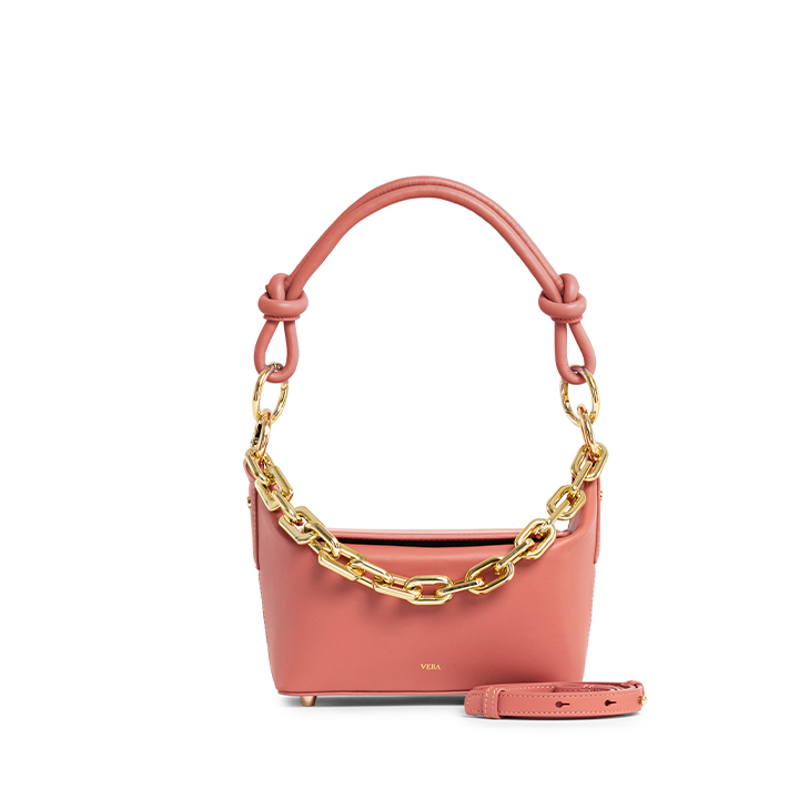VERA COCO box, leather shoulder and crossbody bag, in Brandy Apricot