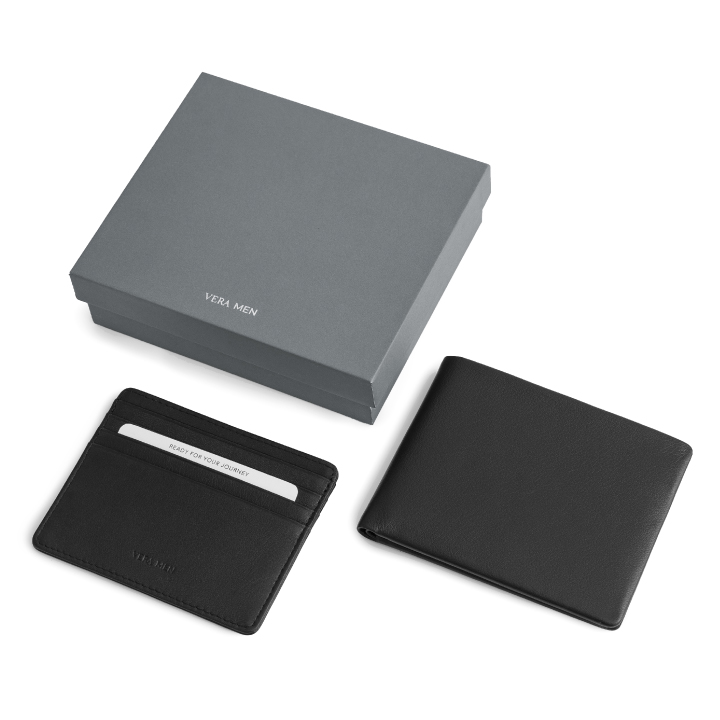 VERA MEN - Note Sleeve Wallet and Card Holder in Black