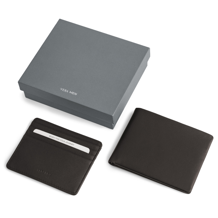 VERA MEN - Note Sleeve Wallet and Card Holder in Brown