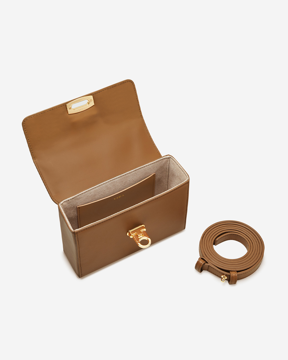 กระเป๋าถือหนังแท้ VERA Alex Leather Crossbody bag สี Latte
