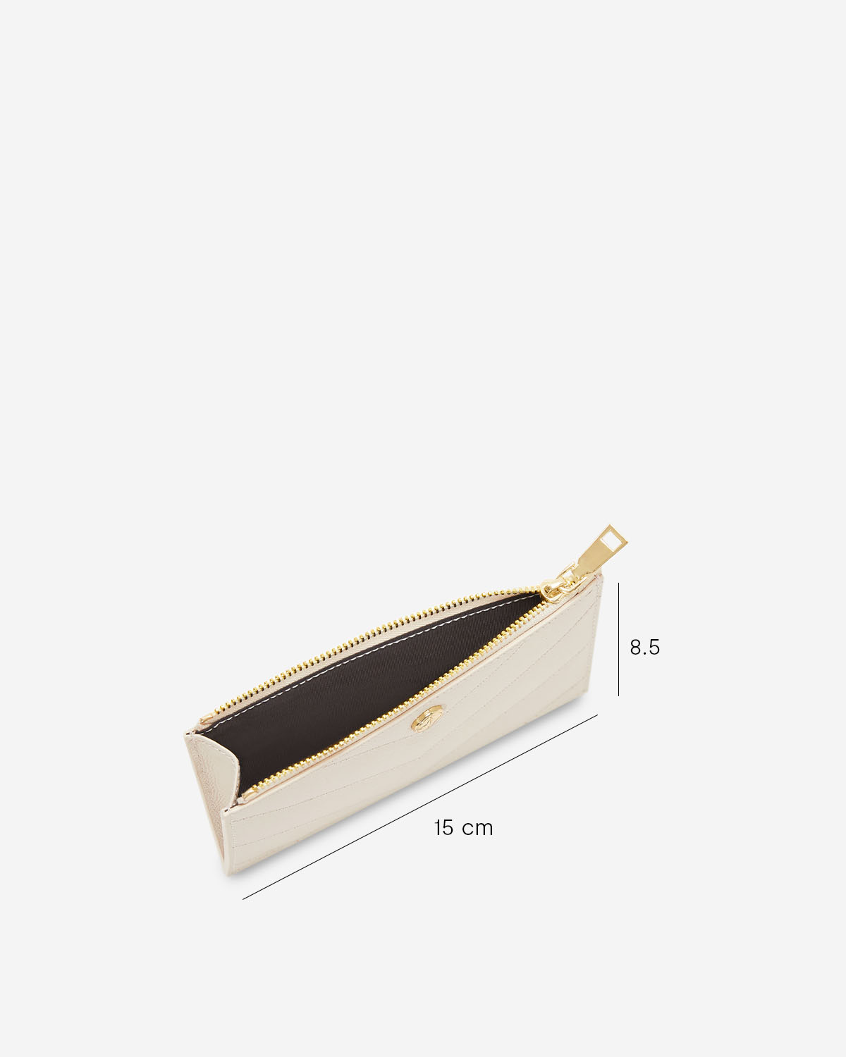 VERA CAVIAR Long Card Holder in Oyster กระเป๋าใส่บัตรทรงยาว ทำจากหนังแท้ลาย Caviar สี Oyster