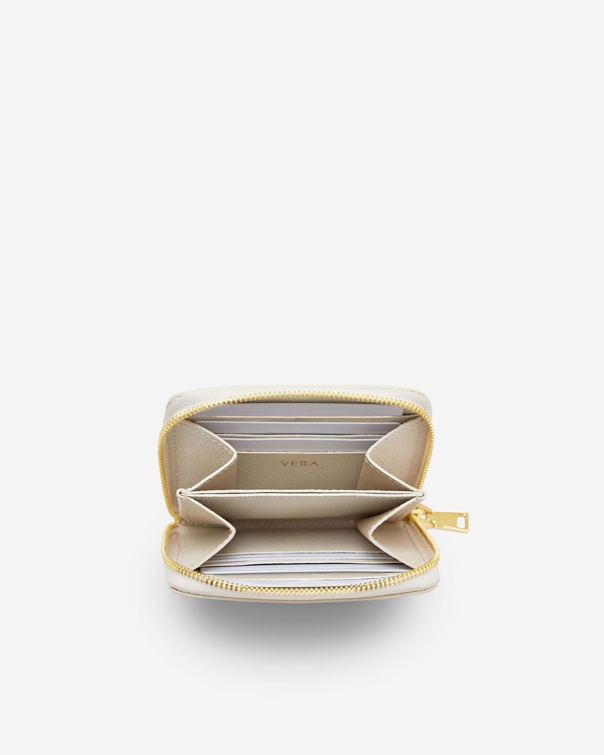 VERA CAVIAR Zipped Wallet in Oyster กระเป๋าสตางค์ซิปรอบ อยู่ทรงสวย ทำจากหนังแท้ลาย Caviar สี Oyster