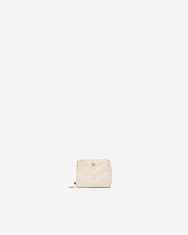 VERA CAVIAR Zipped Wallet in Oyster กระเป๋าสตางค์ซิปรอบ อยู่ทรงสวย ทำจากหนังแท้ลาย Caviar สี Oyster