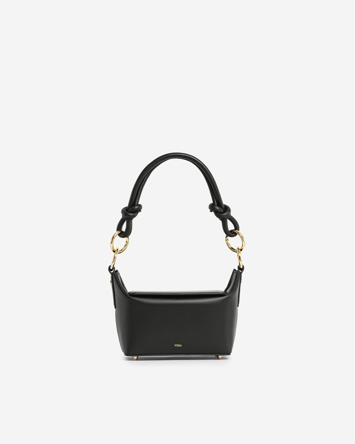 กระเป๋าคล้องไหล่และสะพายข้างหนังแท้ VERA COCO box Leather Shoulder and Crossbody Bag สี Black