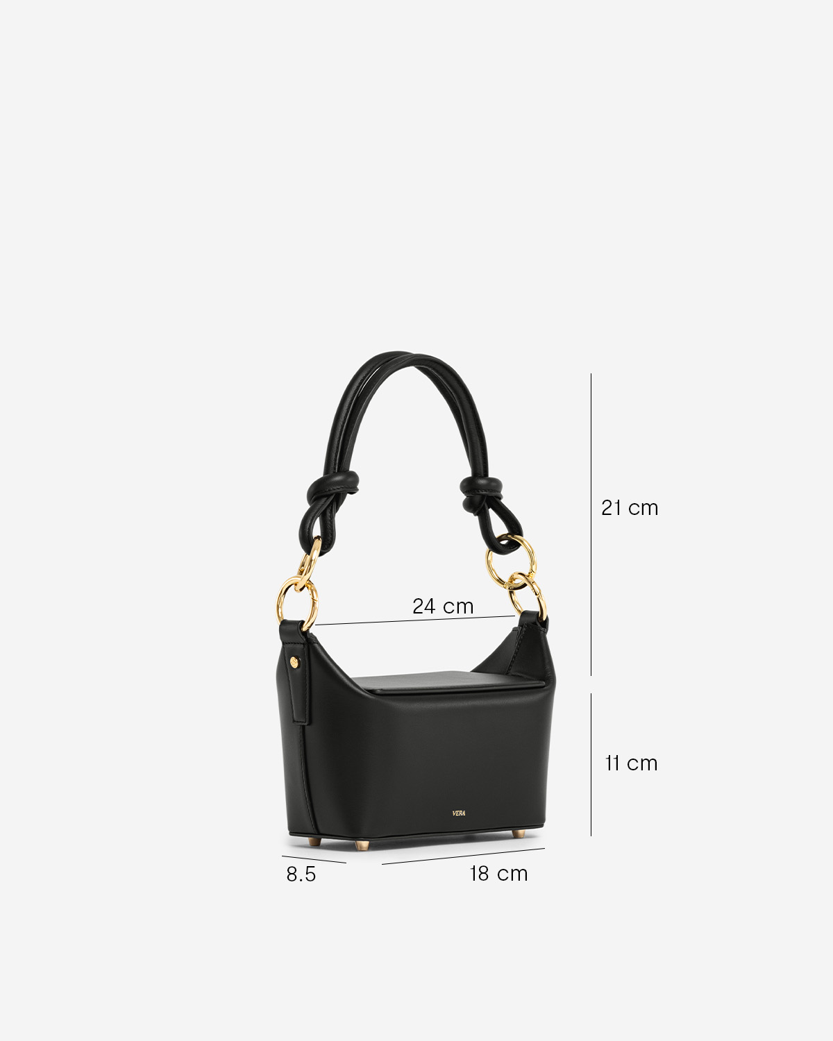 กระเป๋าคล้องไหล่และสะพายข้างหนังแท้ VERA COCO box Leather Shoulder and Crossbody Bag สี Black