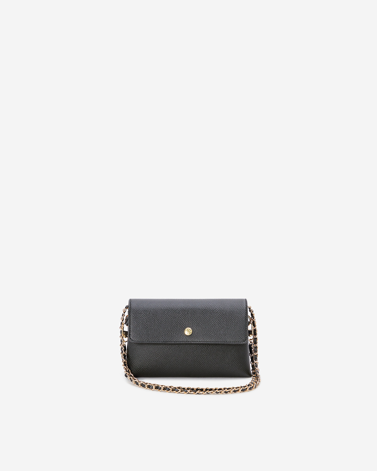 VERA Emily Crossbody with Leather Braided Gold Chain in Powerful Black กระเป๋าสะพายข้างหนังแท้ พร้อมสายโซ่สีทองร้อยหนัง สีดำ