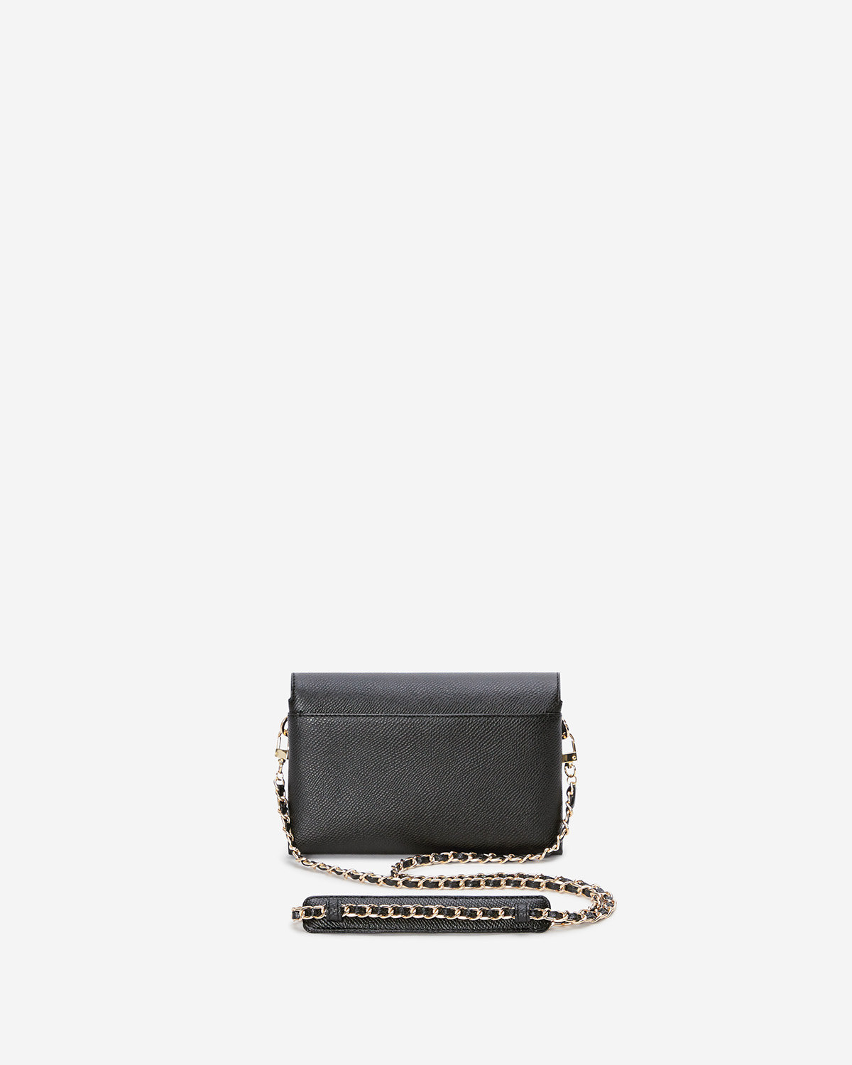 VERA Emily Crossbody with Leather Braided Gold Chain in Powerful Black กระเป๋าสะพายข้างหนังแท้ พร้อมสายโซ่สีทองร้อยหนัง สีดำ
