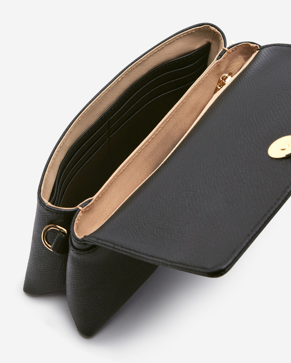 VERA Emily Crossbody with Leather Braided Gold Chain in Powerful Black กระเป๋าสะพายข้างหนังแท้ พร้อมสายโซ่สีทองร้อยหนัง สีดำ