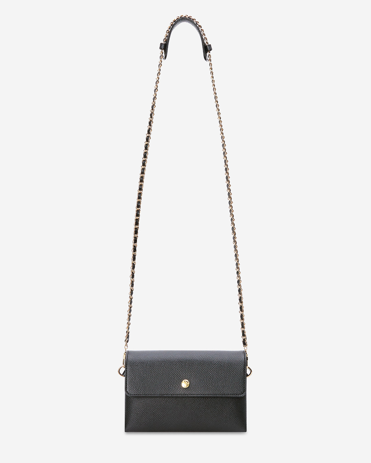 VERA Emily Crossbody with Leather Braided Gold Chain in Powerful Black กระเป๋าสะพายข้างหนังแท้ พร้อมสายโซ่สีทองร้อยหนัง สีดำ