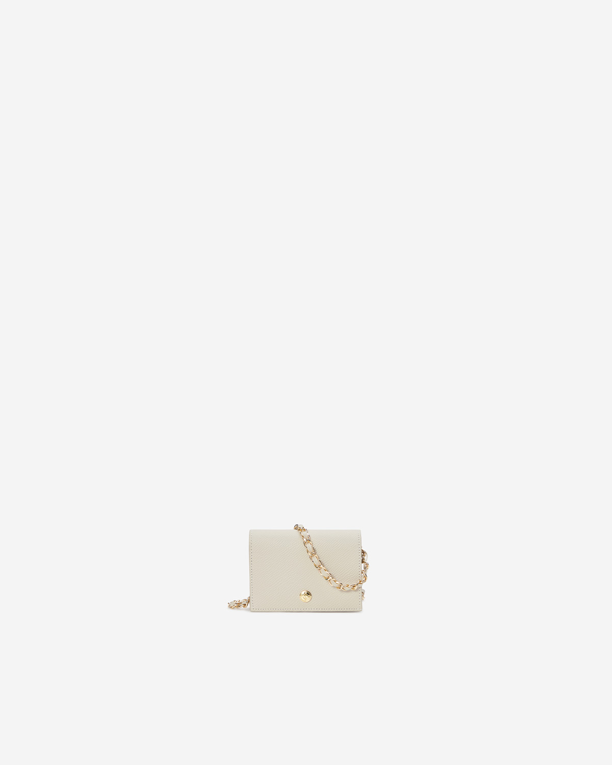 VERA Emily Flap Wallet with Leather Braided Gold Chain in Calming Beige กระเป๋าสตางค์หนังแท้ แบบเปิดฝา พร้อมสายโซ่สีทองร้อยหนัง สีเบจ