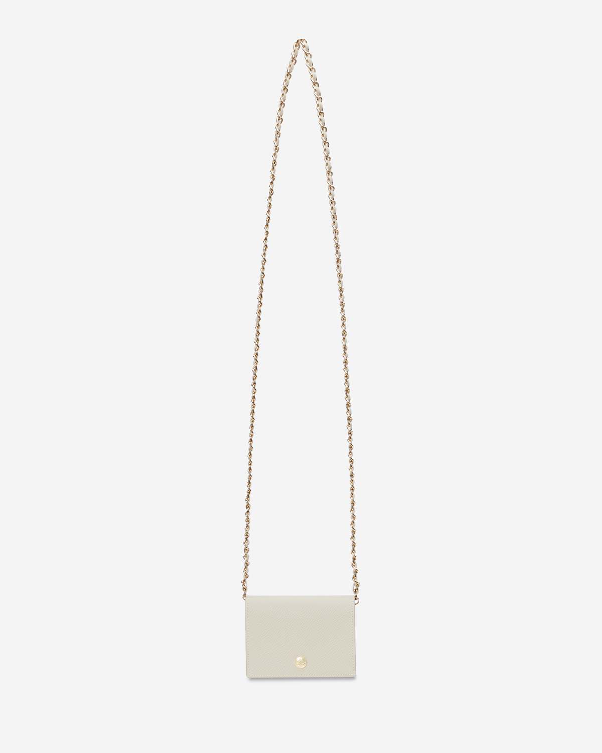 VERA Emily Flap Wallet with Leather Braided Gold Chain in Calming Beige กระเป๋าสตางค์หนังแท้ แบบเปิดฝา พร้อมสายโซ่สีทองร้อยหนัง สีเบจ