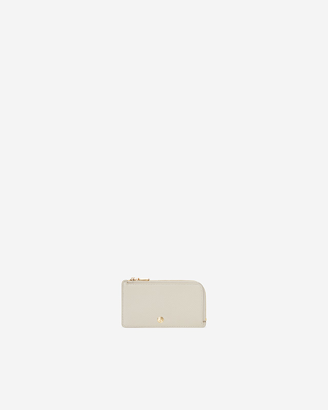 VERA Emily Long Card Holder in Calming Beige กระเป๋าใส่บัตรหนังแท้ ทรงยาว พร้อมช่องซิบ สีเบจ