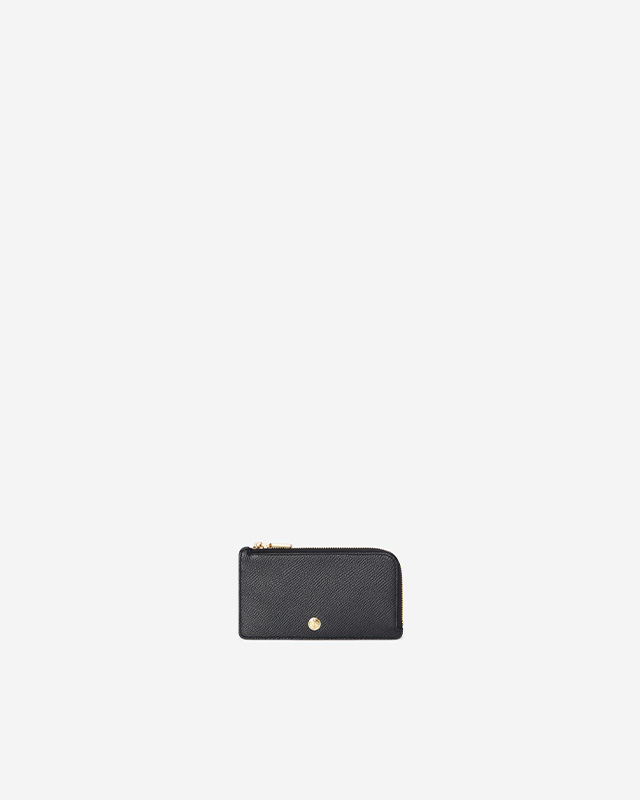 VERA Emily Long Card Holder in Powerful Black กระเป๋าใส่บัตรหนังแท้ ทรงยาว พร้อมช่องซิบ สีดำ