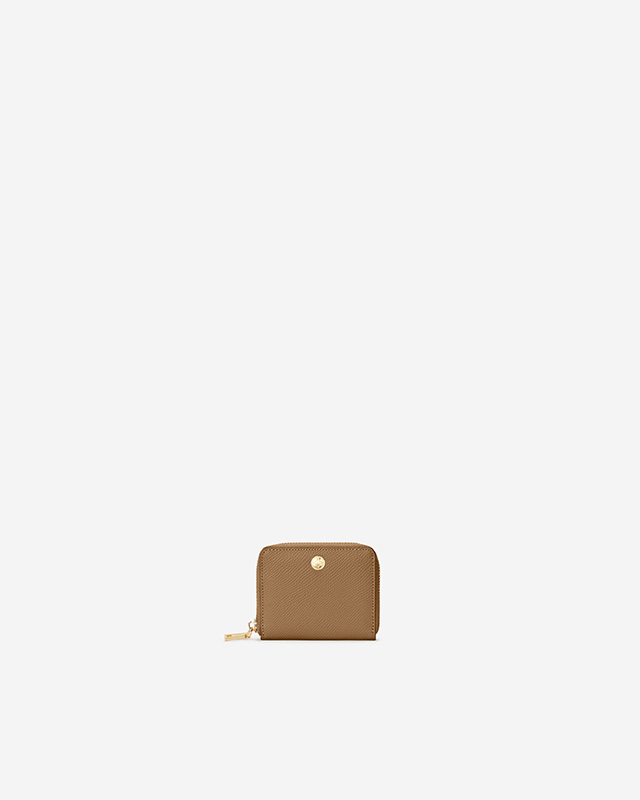 VERA EMILY Zipped Wallet in Toasted Brown กระเป๋าสตางค์หนังแท้ ทรงสั้น ซิปรอบ สีน้ำตาล