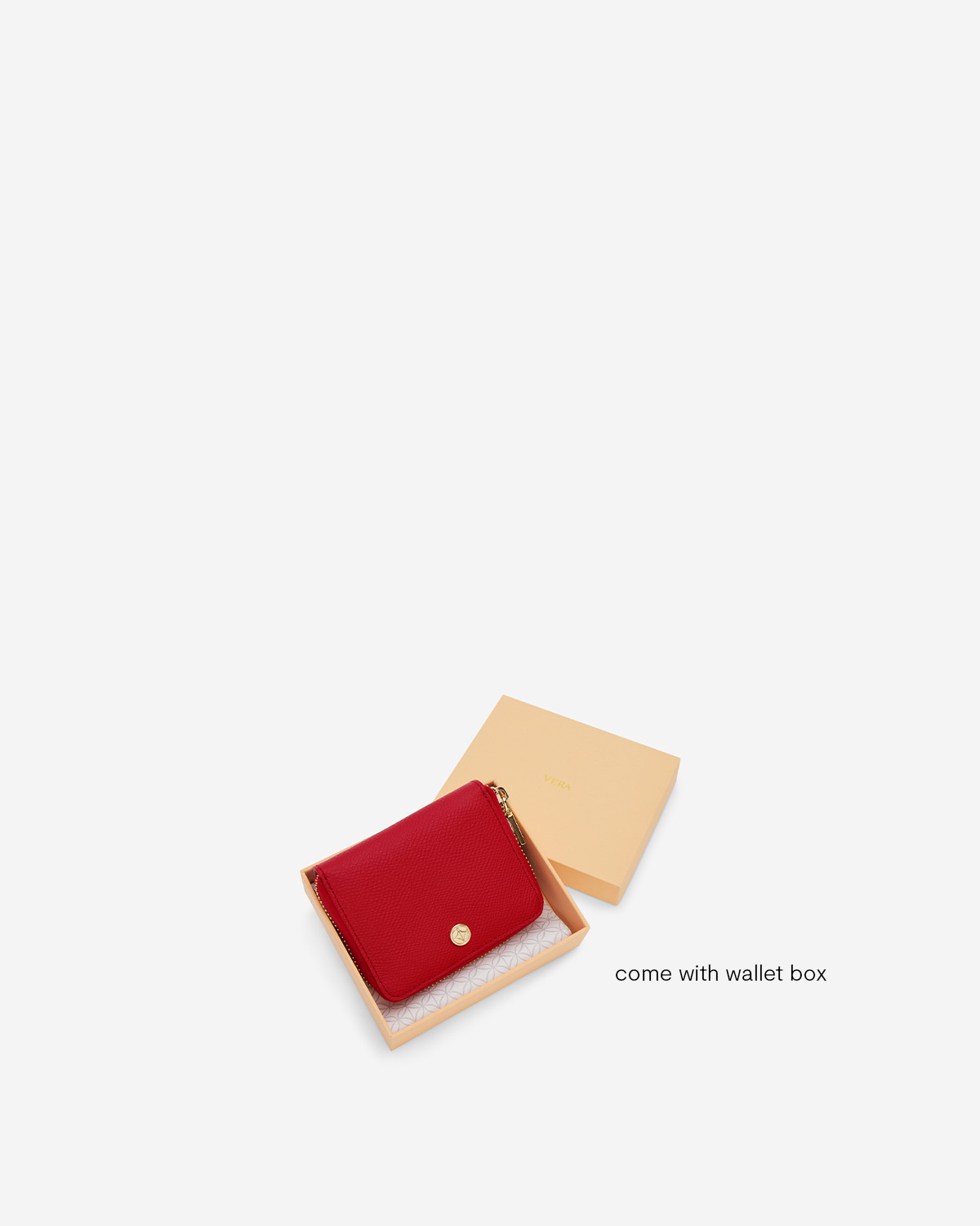 VERA Emily Zipped Wallet in Calming Beige กระเป๋าสตางค์หนังแท้ ทรงสั้น ซิปรอบ สีเบจ