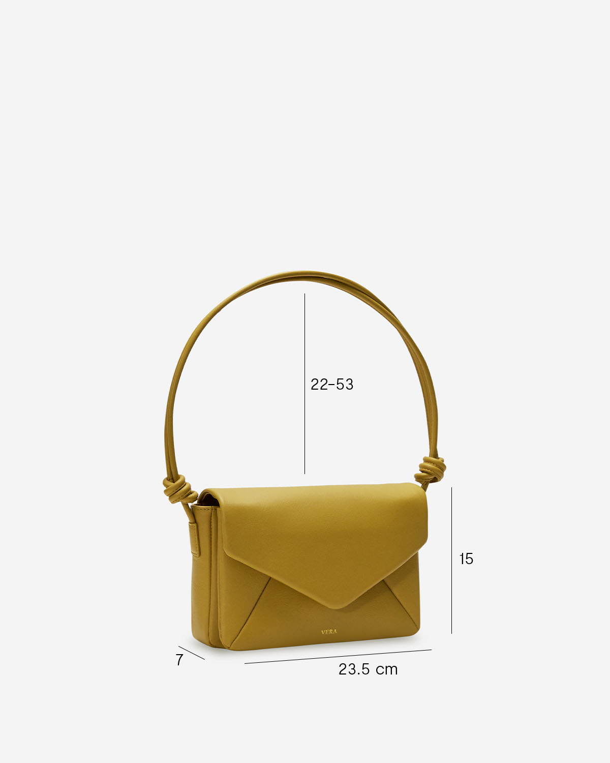 กระเป๋าสะพายข้างหนังแท้ VERA Enveloppe Leather Shoulder & Crossbody bag สี English Mustard