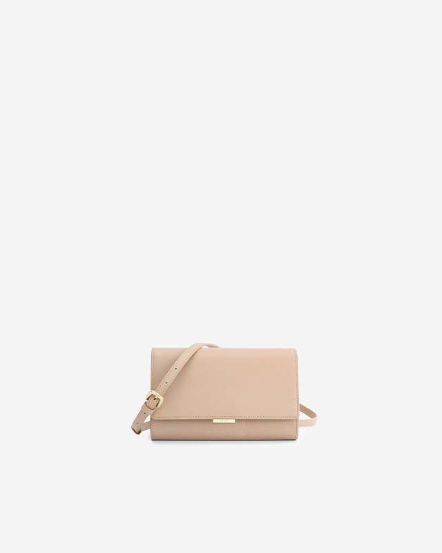 กระเป๋าสะพายข้างหนังแท้ VERA Freda Leather Wallet-on-Chain & Crossbody bag สี Nude