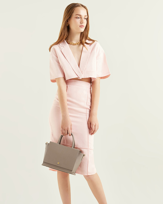 กระเป๋าถือหนังแท้ VERA Heidi Leather Handbag, ไซส์ 25 สี Taupe