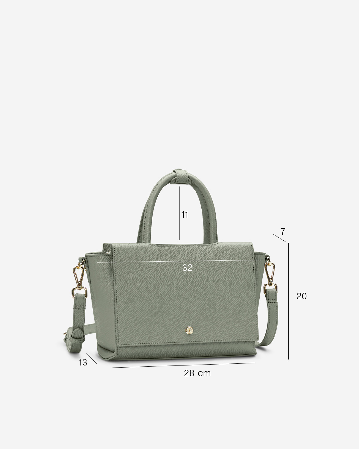 กระเป๋าถือหนังแท้ VERA Heidi Leather Handbag, ไซส์ 28 สี Sage