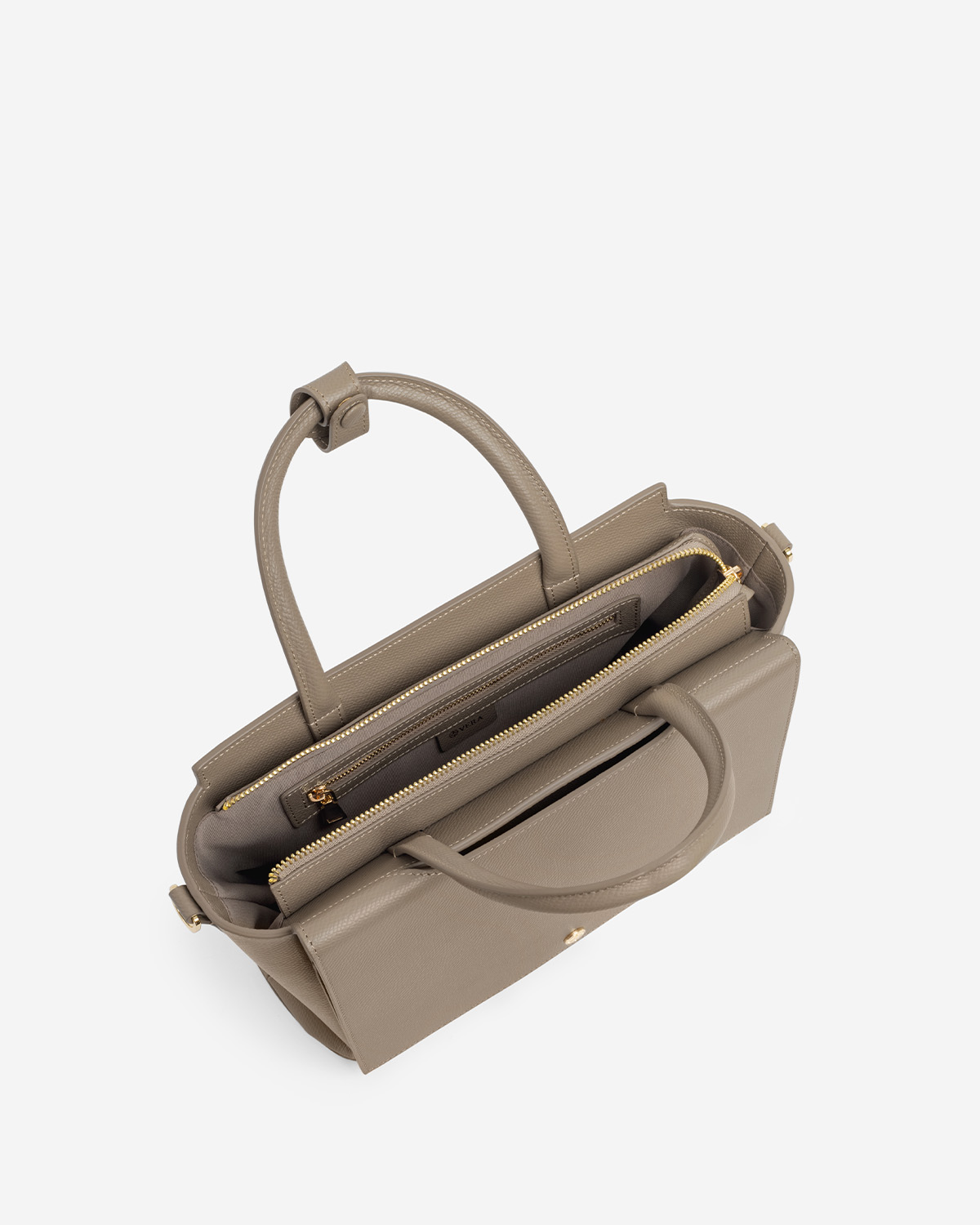 กระเป๋าถือหนังแท้ VERA Heidi Leather Handbag, ไซส์ 34 สี Taupe