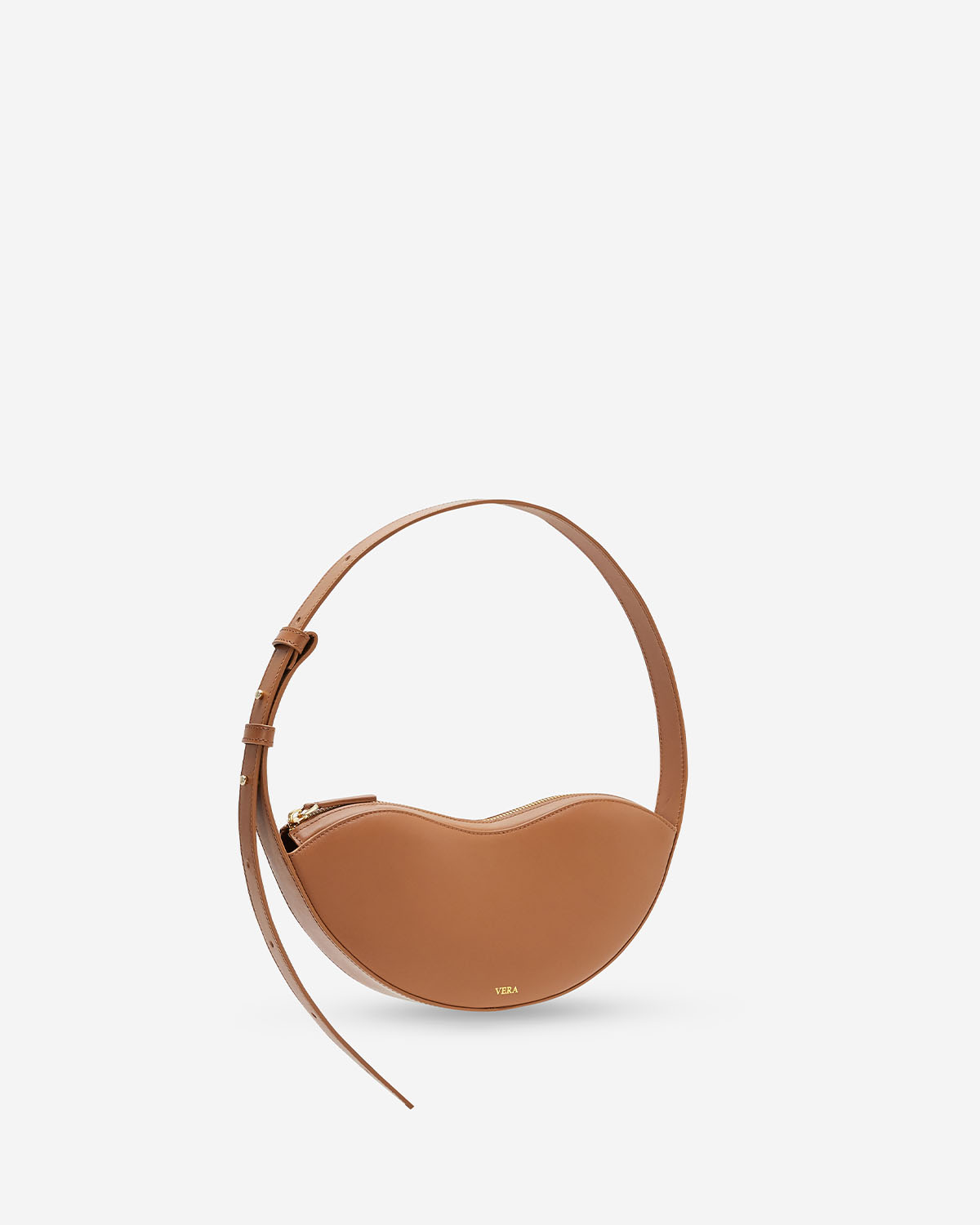 กระเป๋าคล้องไหล่หนังแท้ VERA Lips Leather Shoulder bag สี Brown Sugar
