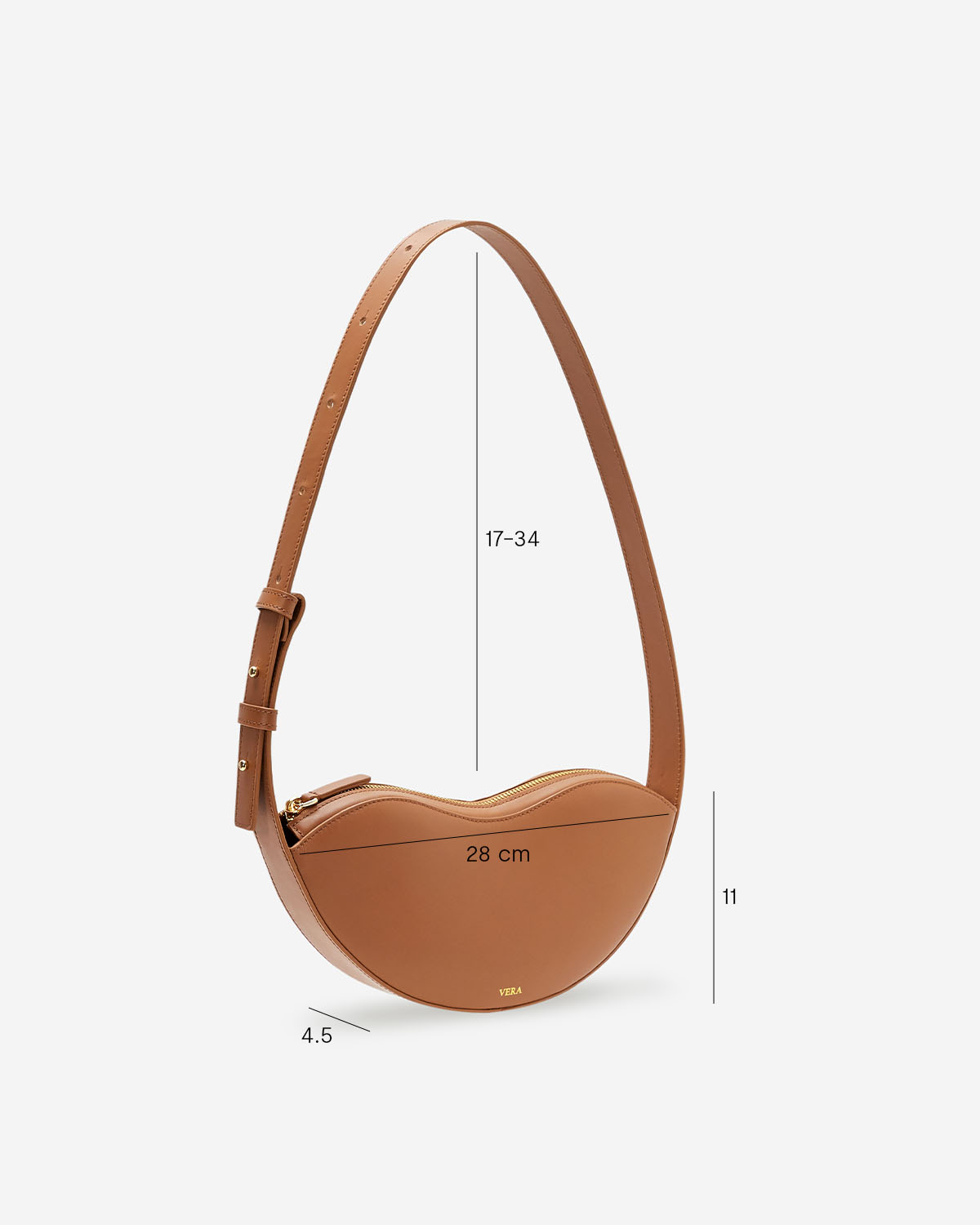 กระเป๋าคล้องไหล่หนังแท้ VERA Lips Leather Shoulder bag สี Brown Sugar