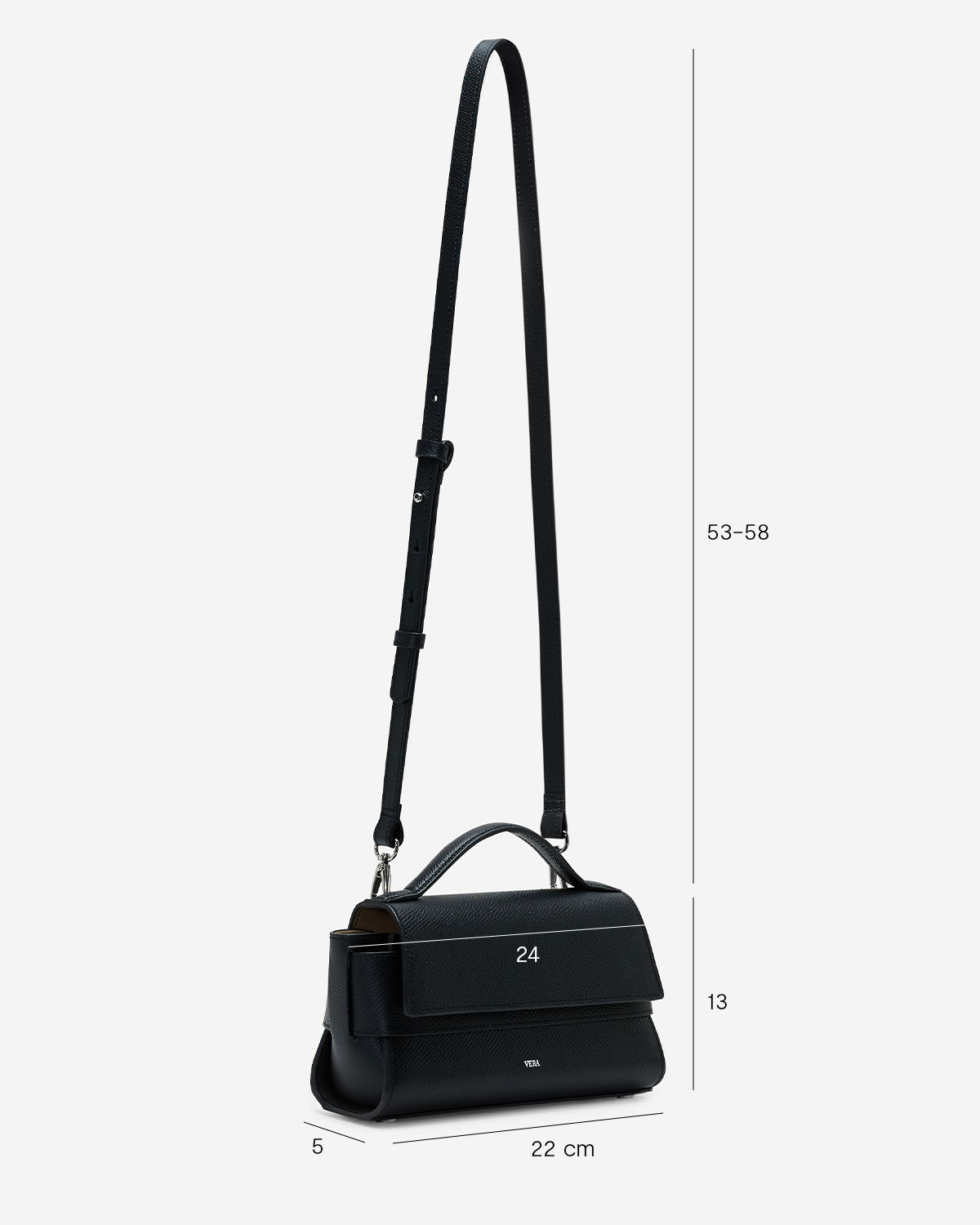 กระเป๋าถือกระเป๋าสะพายหนังแท้ VERA Margo Longo สี Jet Black